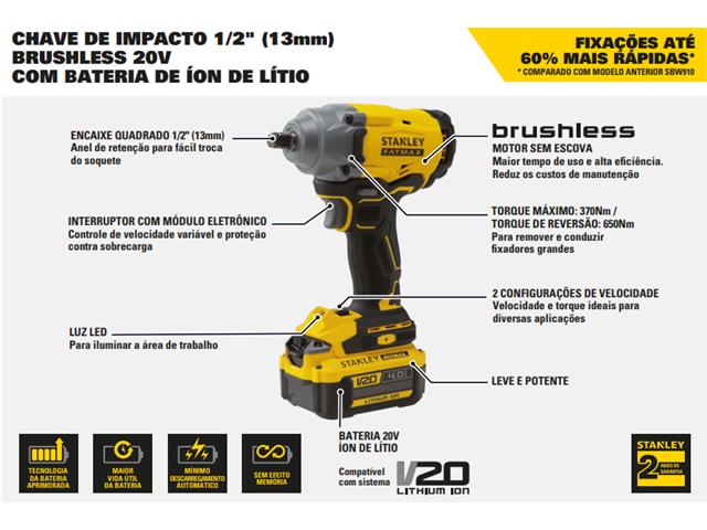 Chave de Impacto Stanley 1/2" com Maleta TSTAK 110V - 4
