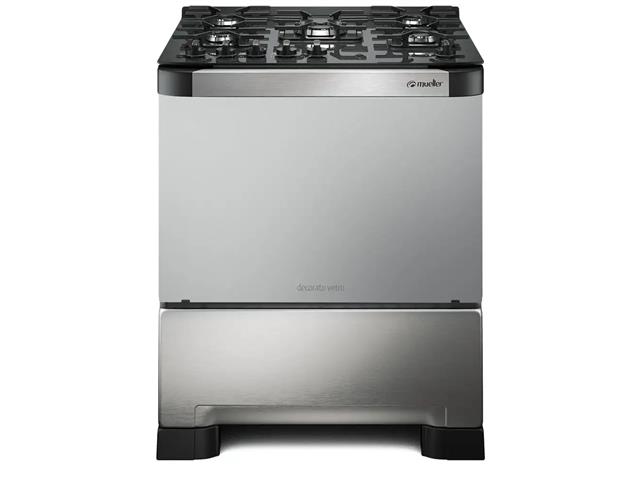 Fogão 5 Bocas Mueller Decorato Vetro Inox com ...
