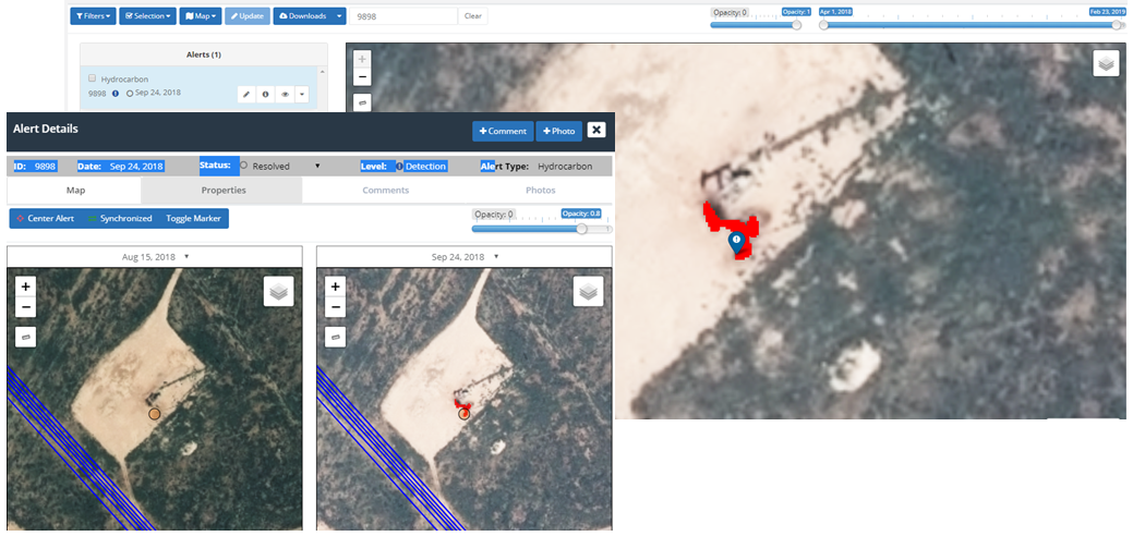 Example of Satelytics hydrocarbon leak detection capabilities in the Permian Basin.