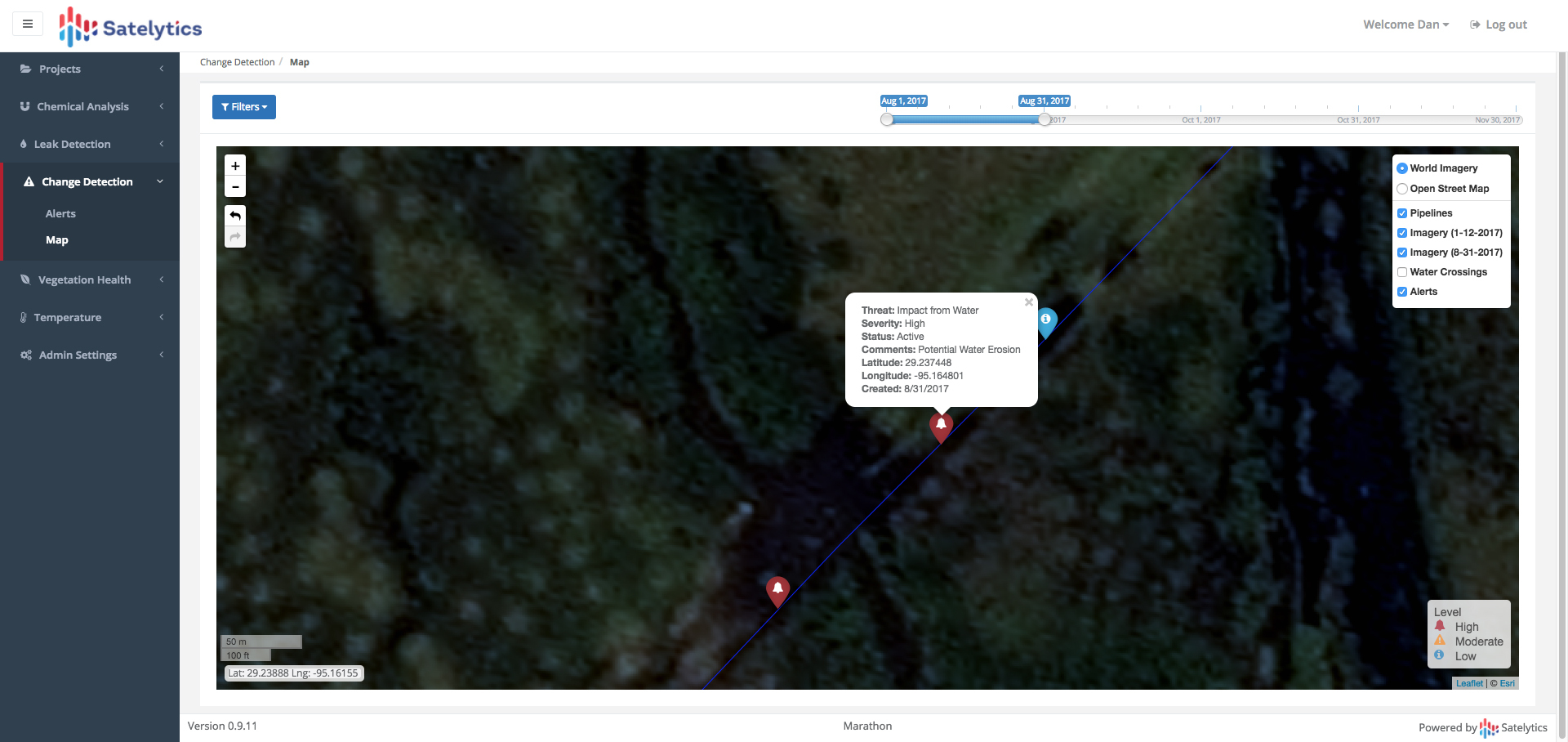 Clicking on individual alerts gives operators more details on the individual event.