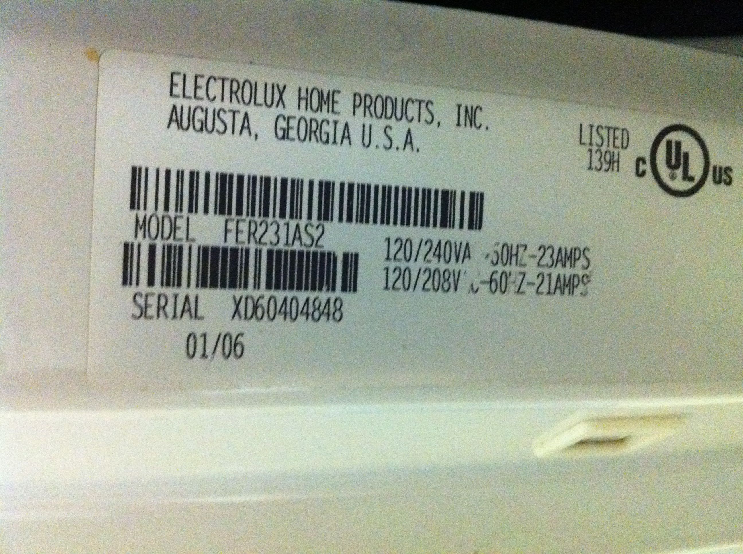 Frigidaire Frigidaire Number Frigidaire Frigidaire Number
