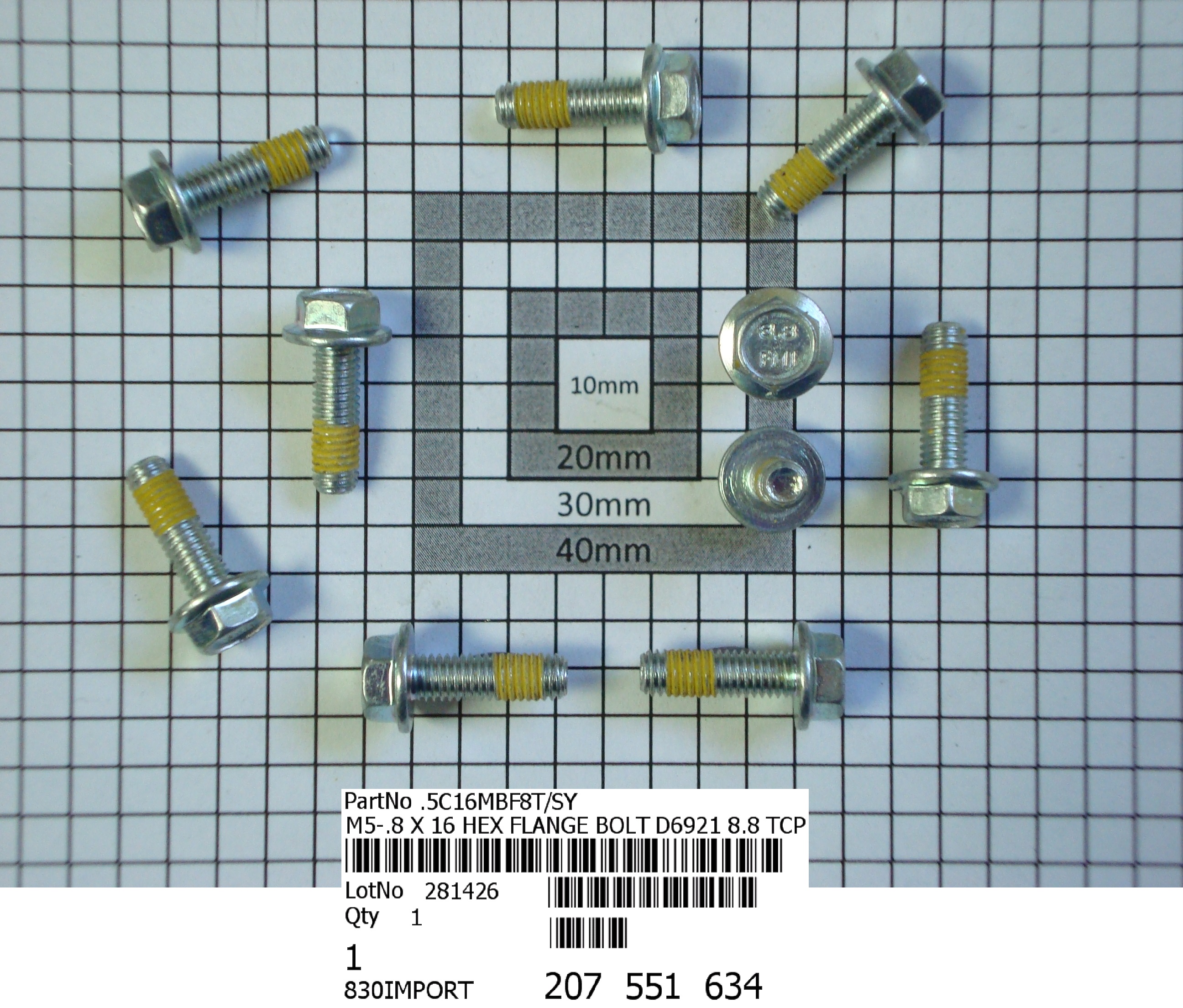 .5C16MBF8T/SY,M5.8 X 16 HEX FLANGE BOLT D6921 8.8 TCP,Specialty Bolt