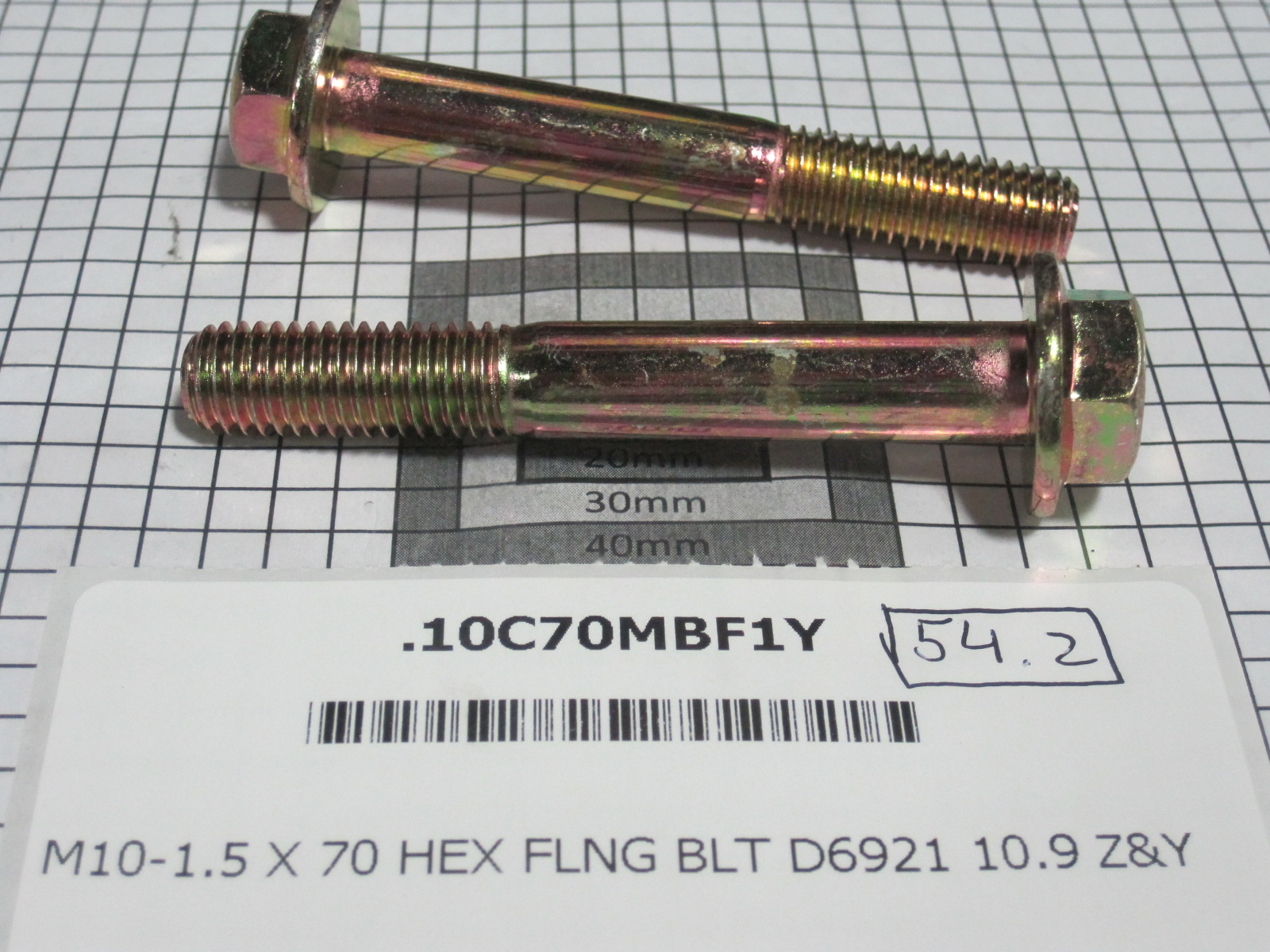 .10C70MBF1Y,M101.5 X 70 HEX FLNG BLT D6921 10.9 Z&Y,Specialty Bolt