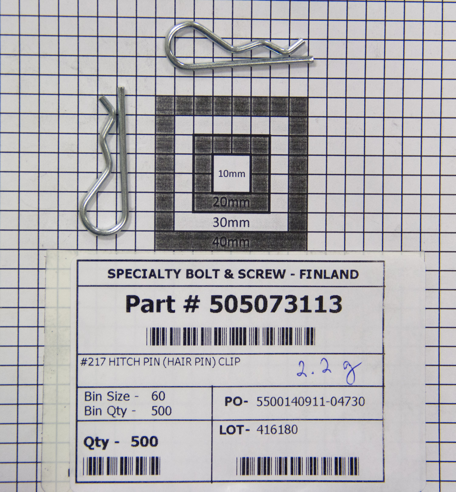 /WEST217,217 HITCH PIN (HAIR PIN) CLIP,Specialty Bolt & Screw, Inc.
