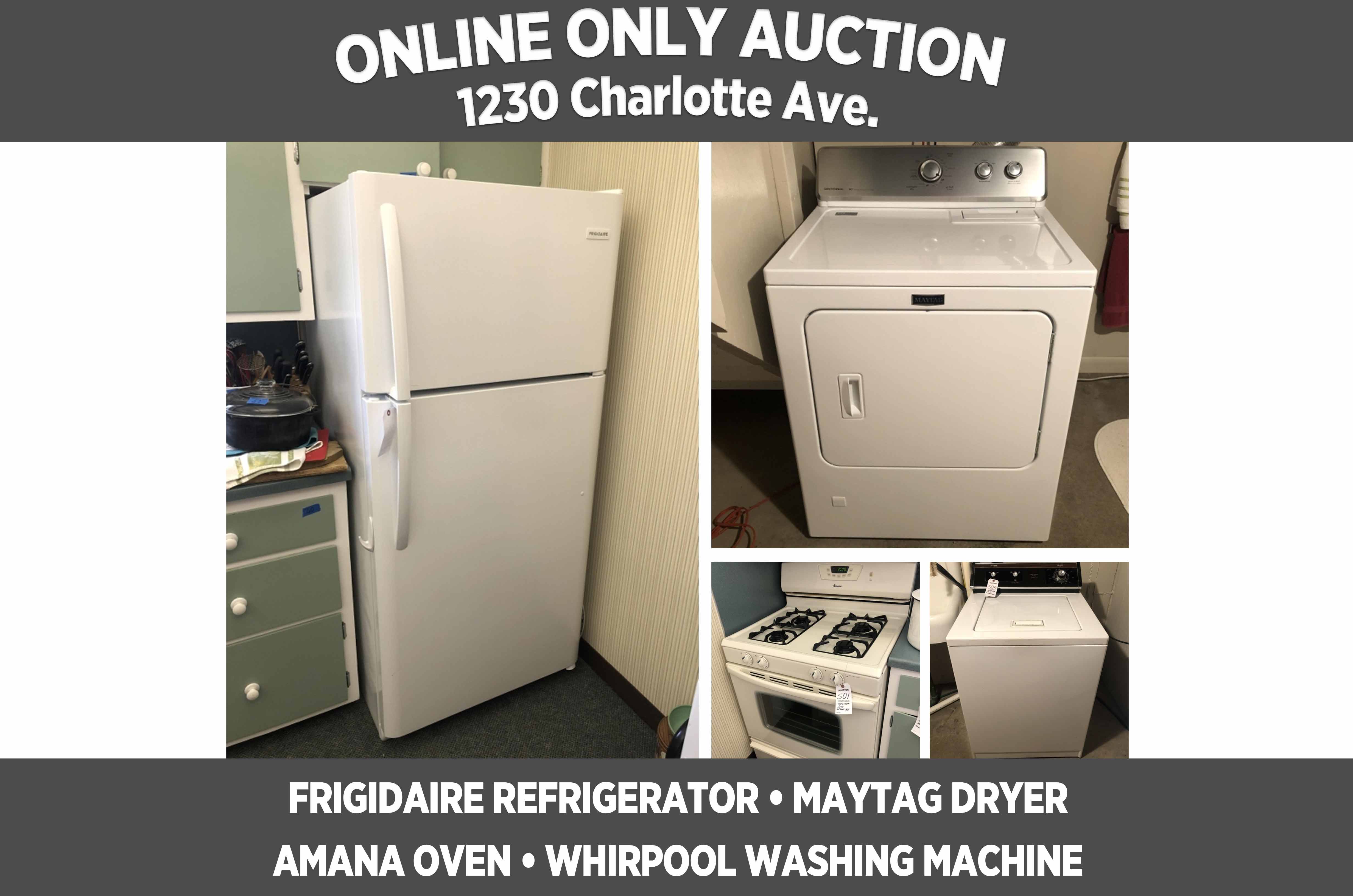 1230 Charlotte Ave. ONLINE ONLY Appliance Auction Scheerer McCulloch