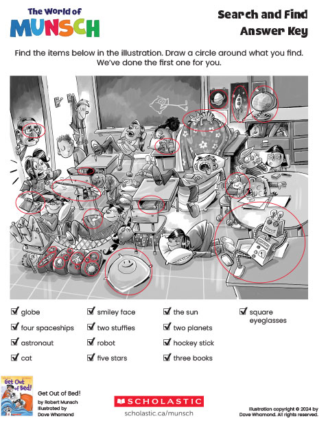 Get Out of Bed!: Search and Find Answer Key