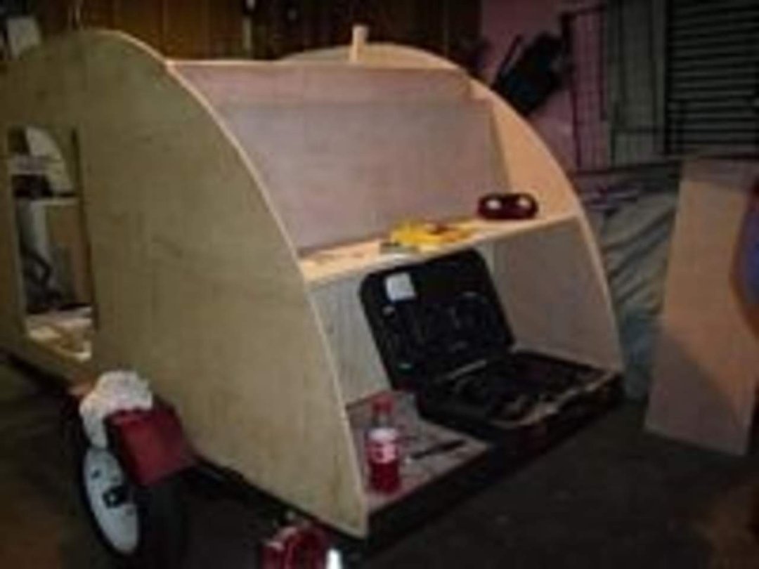 Sue Meng's album, Teardrop trailer that Gary built