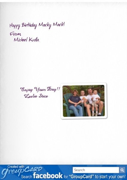 Mark Mathis' album, My Birthday GroupCard