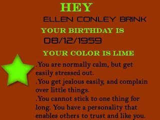 Ellen Conley Brink's album, Whats your Birthday Color!