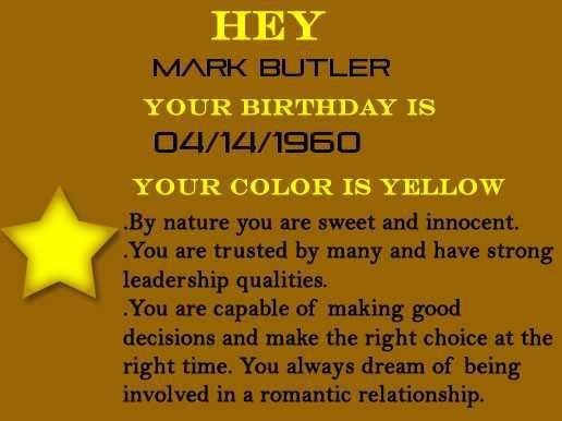 Mark Butler's album, Whats your Birthday Color!