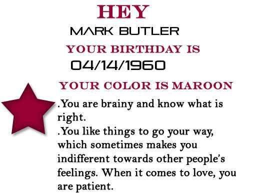 Mark Butler's album, Whats your Birthday Color!
