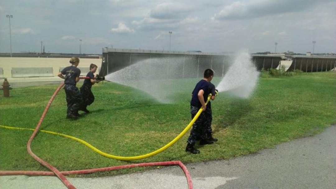 Greg Hogue's album, U. S. Navy Cadets training at the fire station