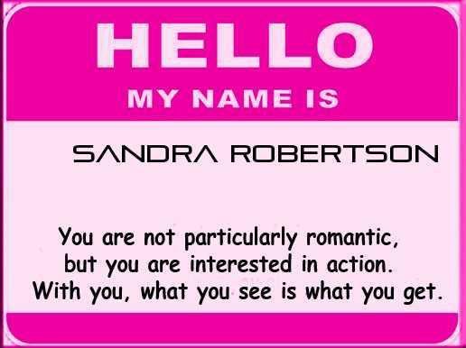 Sandra Robertson's album, What does your name say about you?