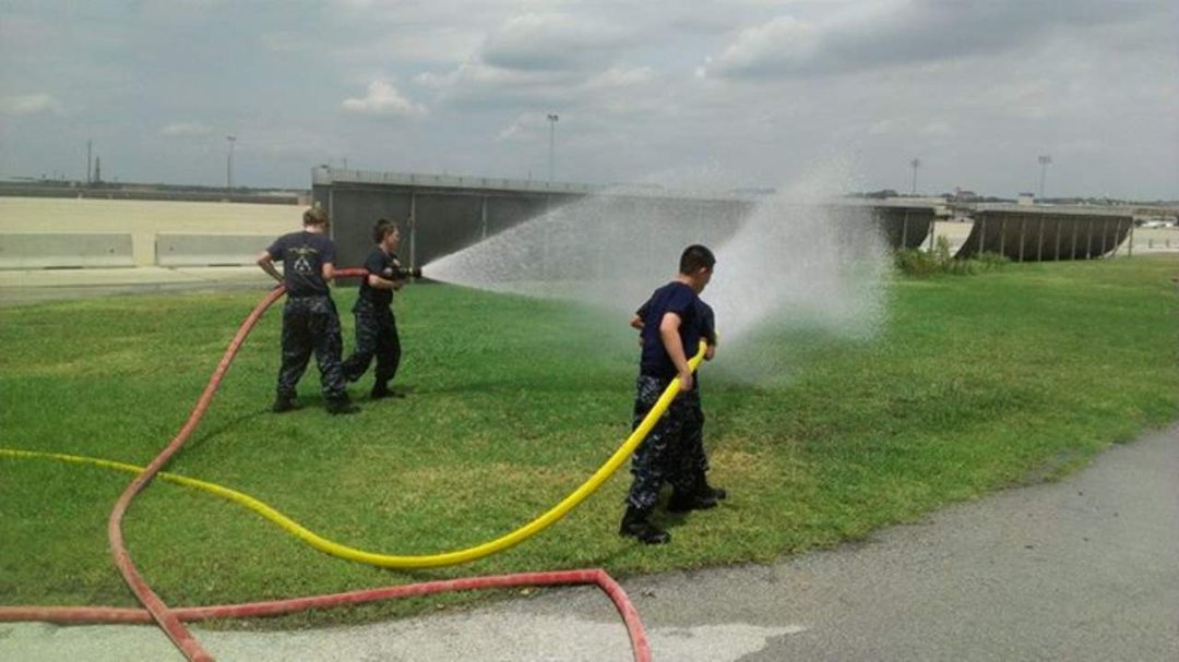 Greg Hogue's album, U. S. Navy Cadets training at the fire station