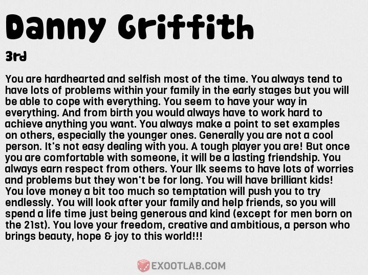 Danny Griffith's album, What your birthdate says about you Photos