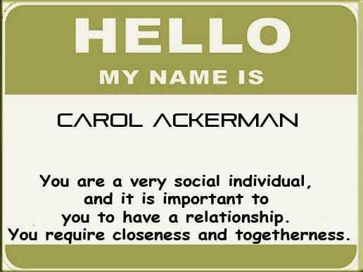 Carol Ackerman's album, Unique meaning of your name?