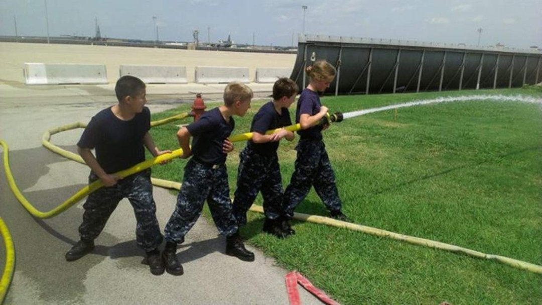 Greg Hogue's album, U. S. Navy Cadets training at the fire station