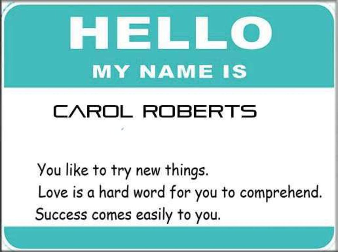 Carol Roberts' album, What does your name say about you?