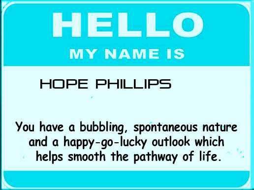 Loretta Phillips' album, Unique meaning of your name?