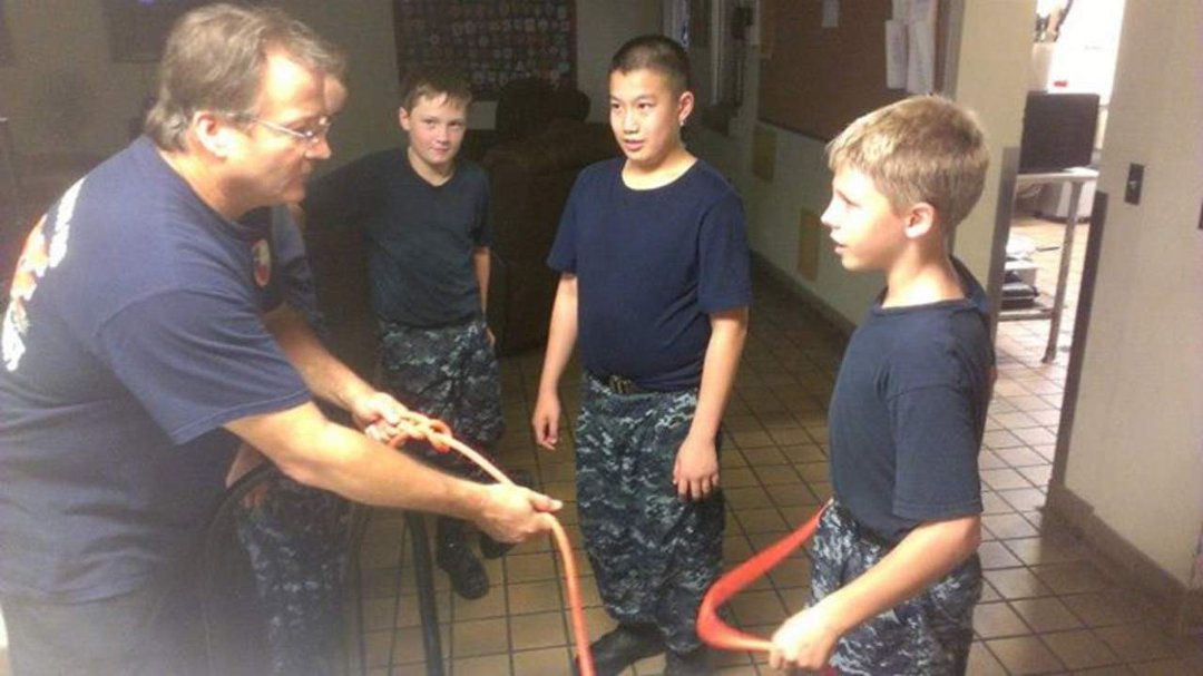 Greg Hogue's album, U. S. Navy Cadets training at the fire station