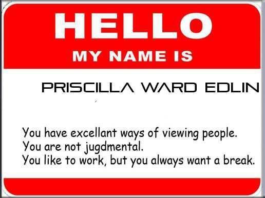 Priscilla Edlin's album, What does your name say about you?