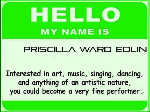 Priscilla Edlin's album, What does your name say about you?