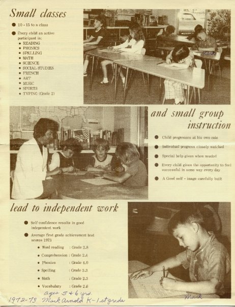 Mark Arnold's album, Old Orchard School Brochure