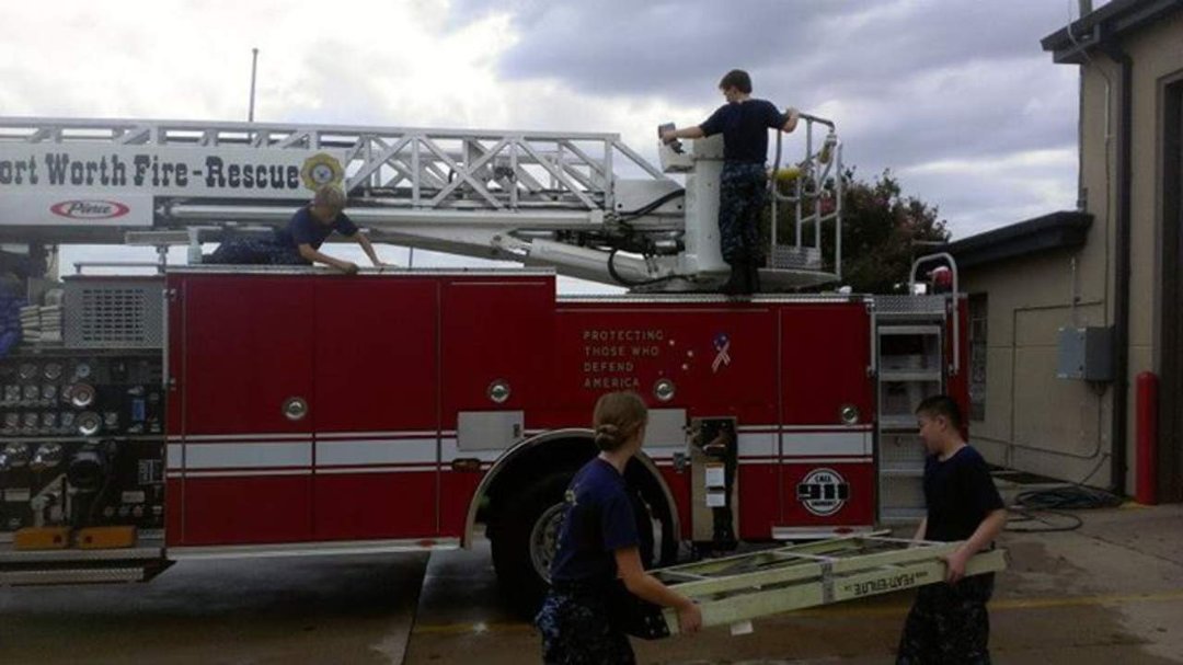 Greg Hogue's album, U. S. Navy Cadets training at the fire station