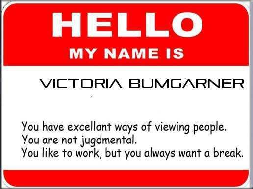 Victoria Bumgarner's album, What does your name say about you?