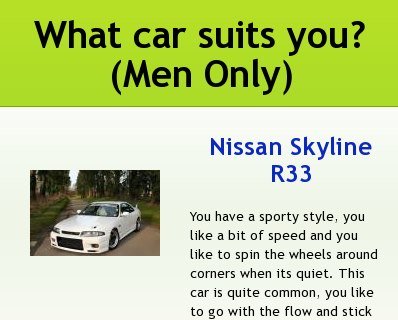 Austin Hines, Jr.'s album, What car suits you? (Men Only) Photos