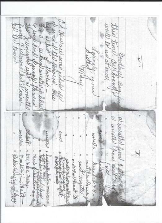JoAnn DeBolt's album, 1929 Letter to Jo's dad "John lawrence" from Aunt Mary Stevens