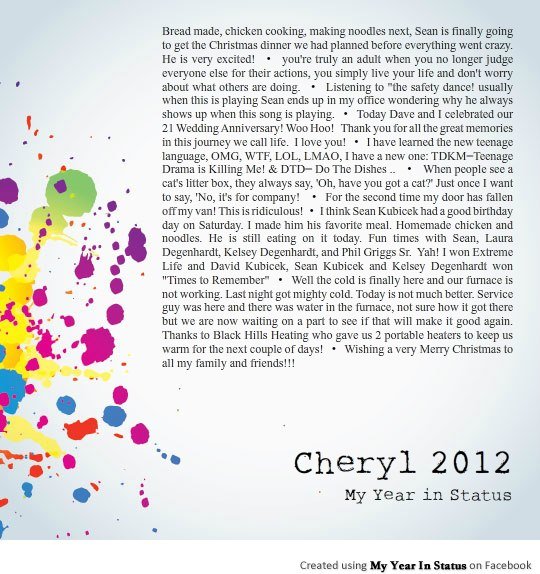 Cheryl Kubicek's album, My Year - 2012
