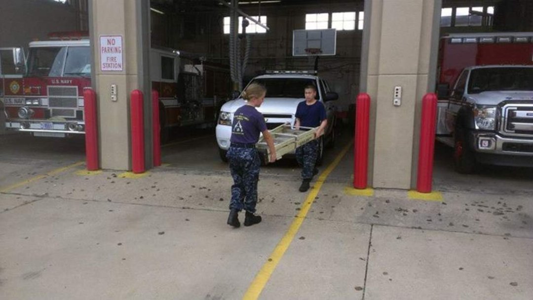 Greg Hogue's album, U. S. Navy Cadets training at the fire station