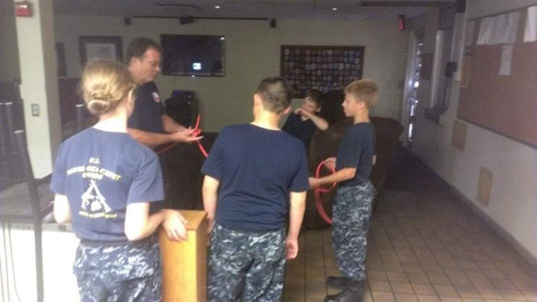 Greg Hogue's album, U. S. Navy Cadets training at the fire station