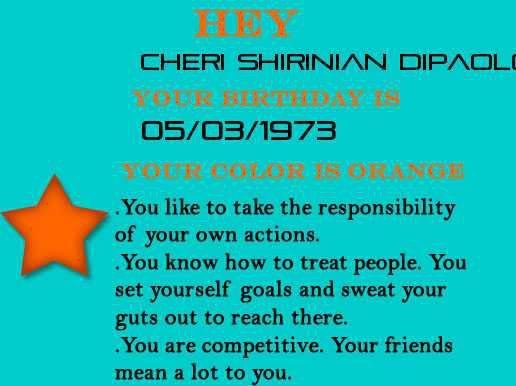 Cheri Dipaolo's album, Whats your Birthday Color!
