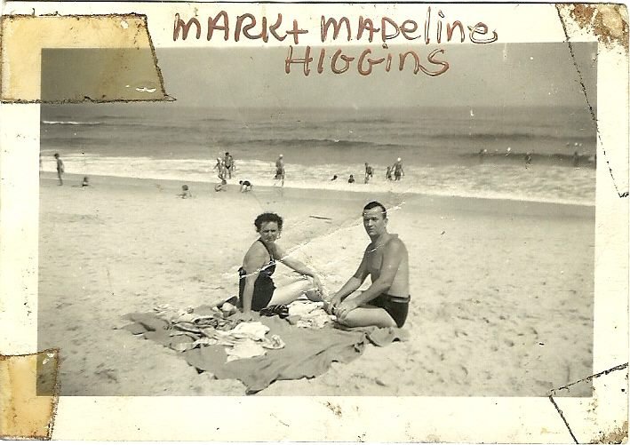 patrick higgins' album, Mark & Madeline Higgins at beach - 1932