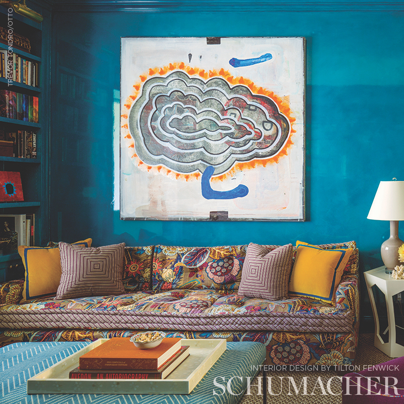 Zanzibar Linen Print - Cerulean Fabrics | Schumacher