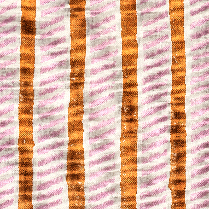 Garden Path Hand Block Print - Copper & Rose Fabrics | Schumacher