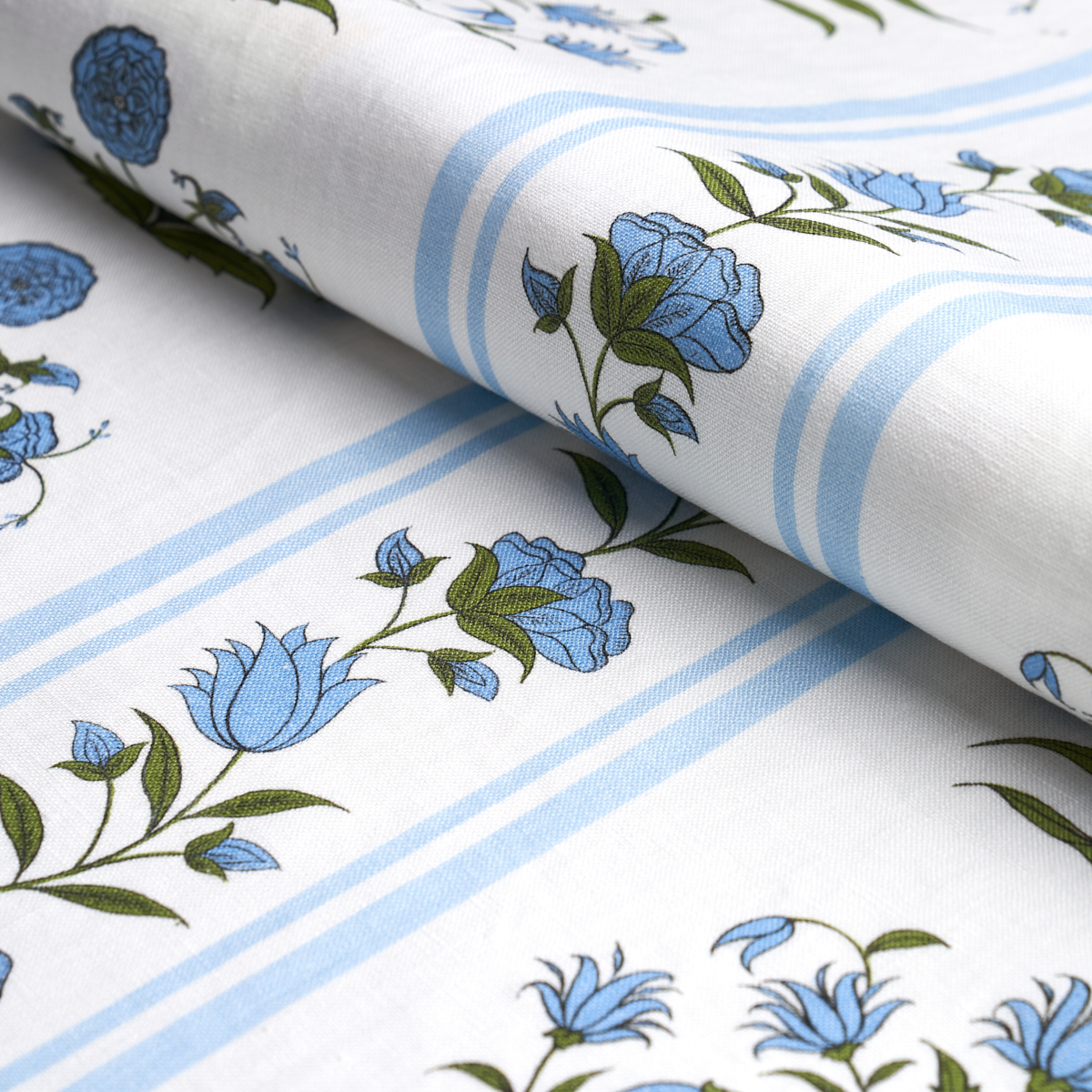 Royal Poppy Stripe - Sky Fabrics | Schumacher