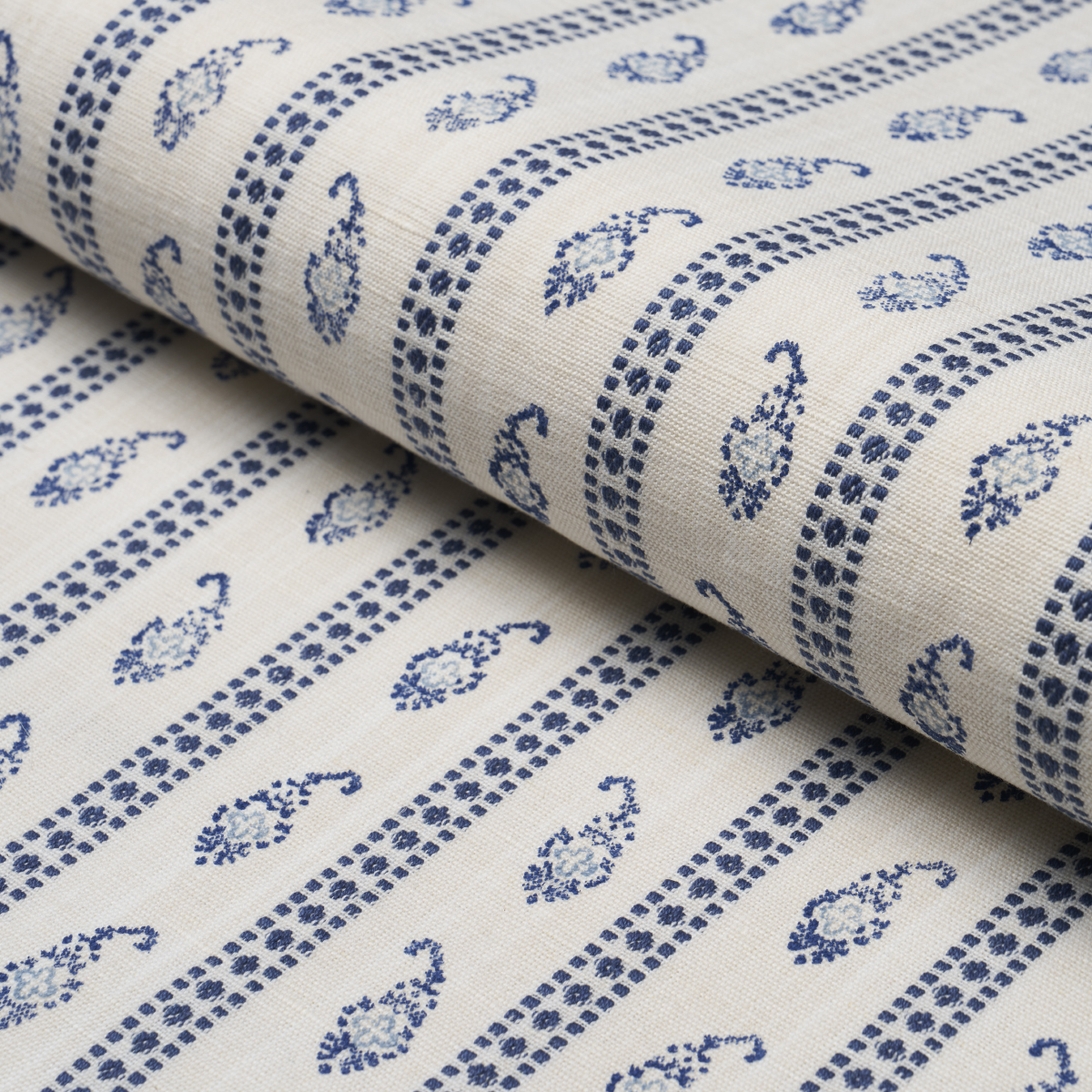 Eddie Woven Hand Block Print - Blue Fabrics | Schumacher