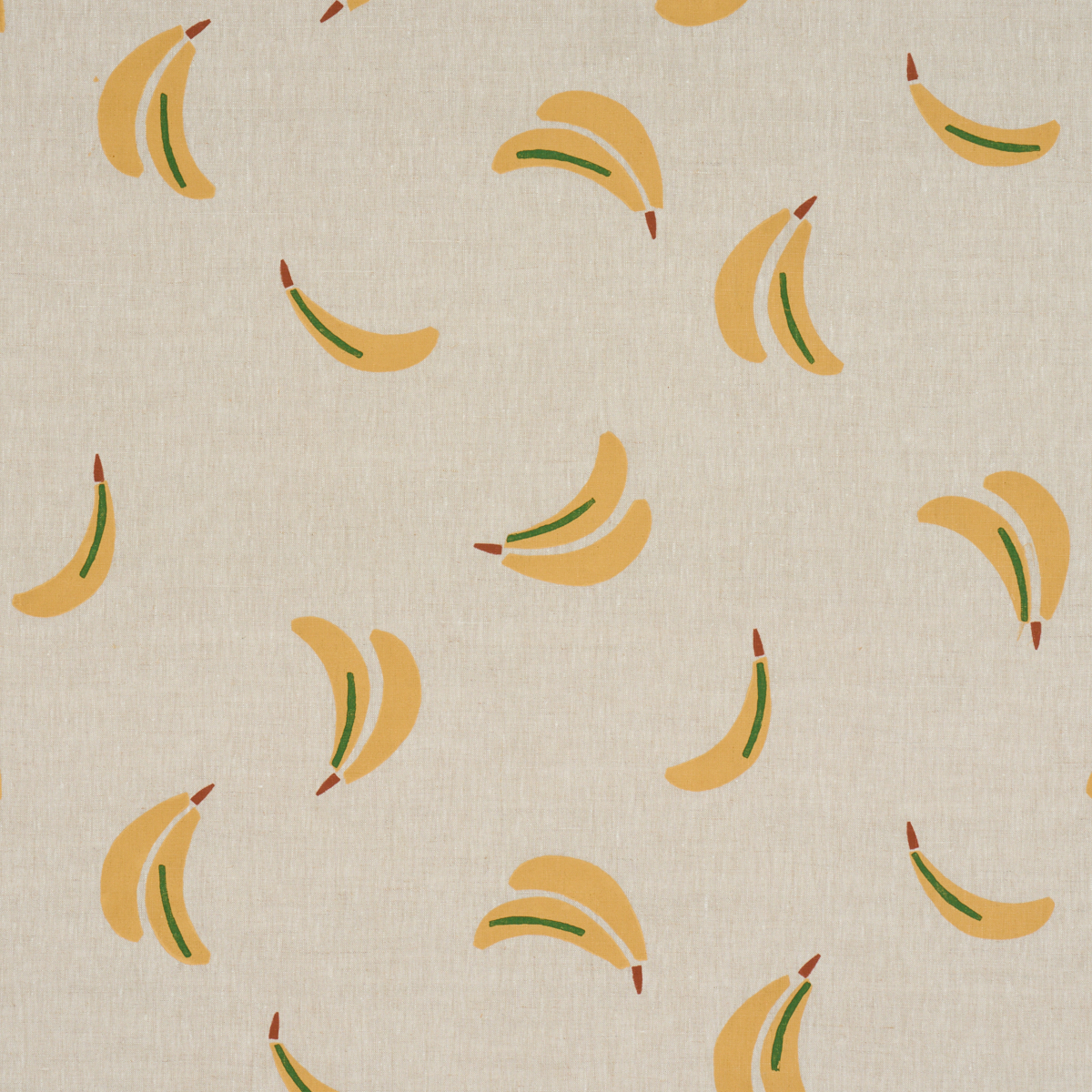 bananaページ Banana Stand Hand Block Print - Ochre And Green On Natural Fabrics