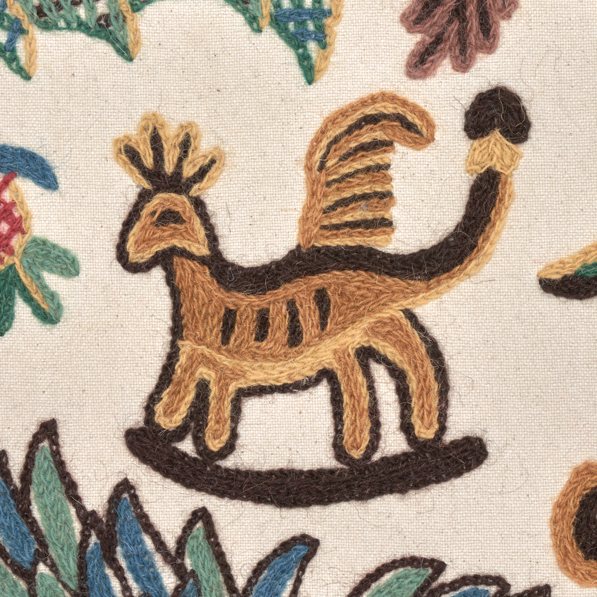 Broderie Crewel Vintage – Coq – Sunset Designs – Finie – Bon état