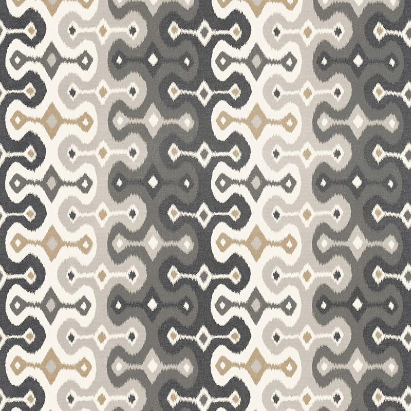 風景画【刺繍】dead Stock Darya Ikat Sidewall - Stone Wallpapers | Schumacher