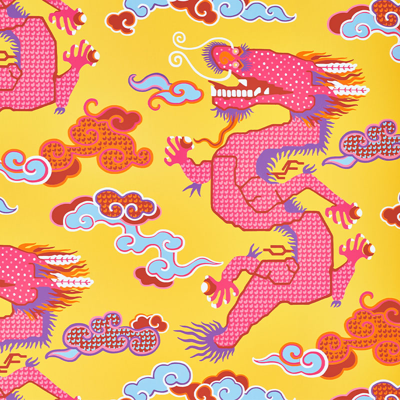 Magical Ming Dragon - Yellow Fabrics | Schumacher