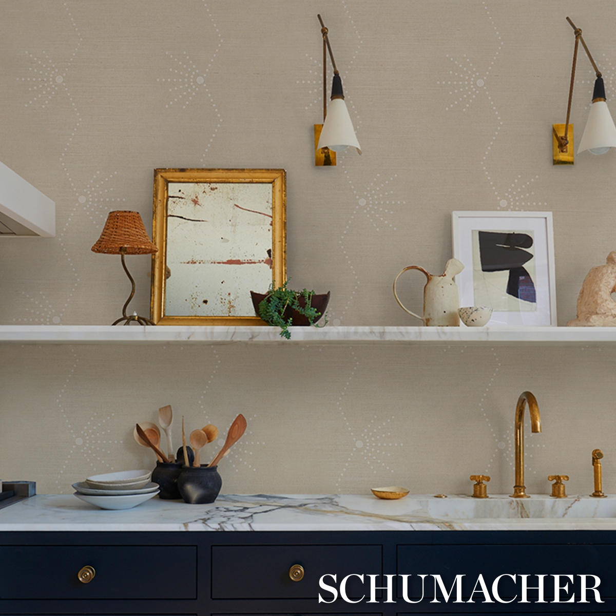 Royère Stripe Sisal - Sand Wallpapers | Schumacher
