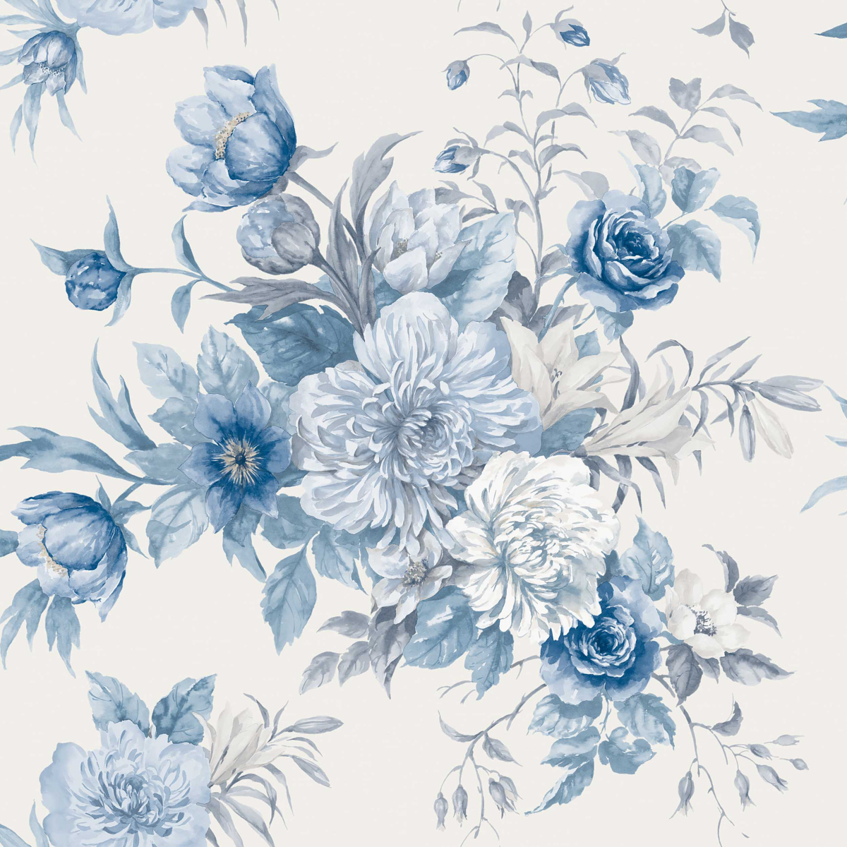 FLORAL CHARM — BLUE AND WHITE