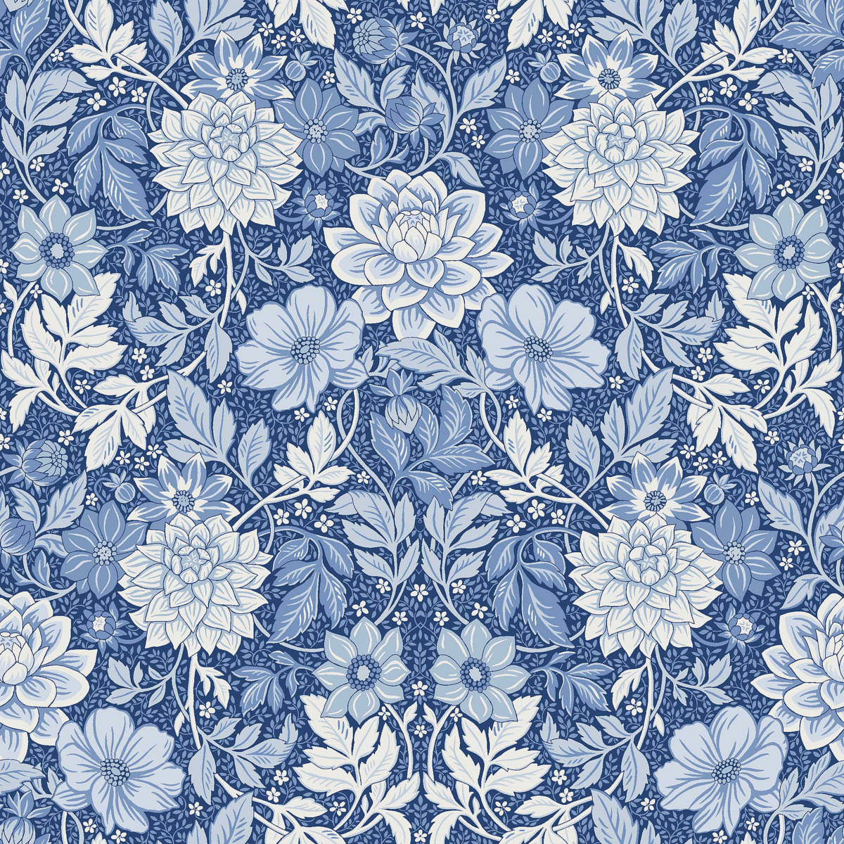 DAHLIA GARDEN — BLUE AND WHITE