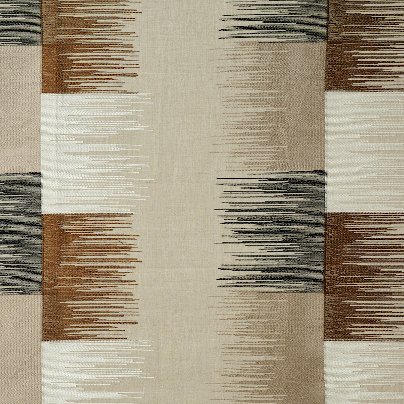 Sunburst Stripe Embroidery - Black & Neutral Fabrics | Schumacher