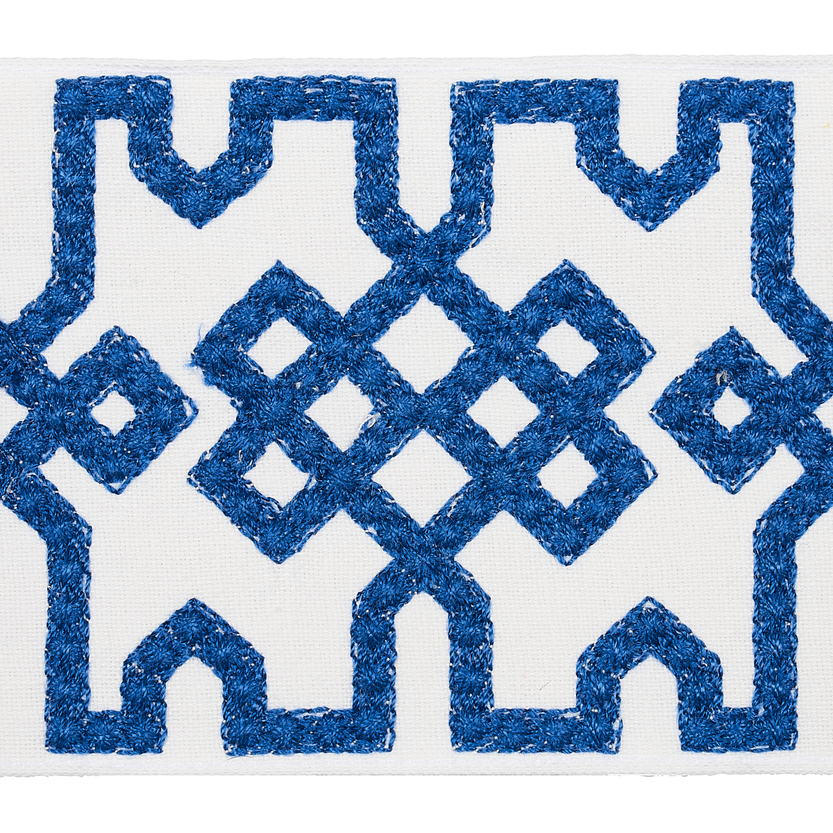 Knotted Trellis Tape - Blue On White Trims | Schumacher