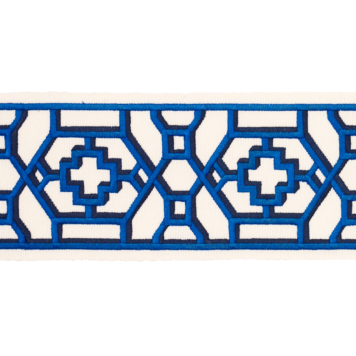 Zanzibar Trellis Tape - Blue Trims | Schumacher
